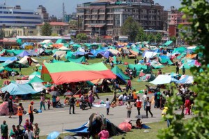 Many Nepalis spent the next few days camping in open areas a few days after the earthquake